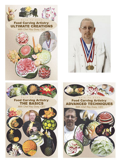 Food Carving Artistry with Chef Ray Duey, CEC 3 Program Collection shows you Chef Ray Duey's best work as he teaches you at the same time.