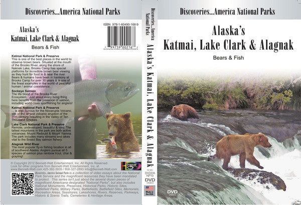 Discoveries America National Parks, Alaska's KATMAI, LAKE CLARK, ALAGNAK covers the Alaskan territory with visits from bears, fish, and other wildlife.